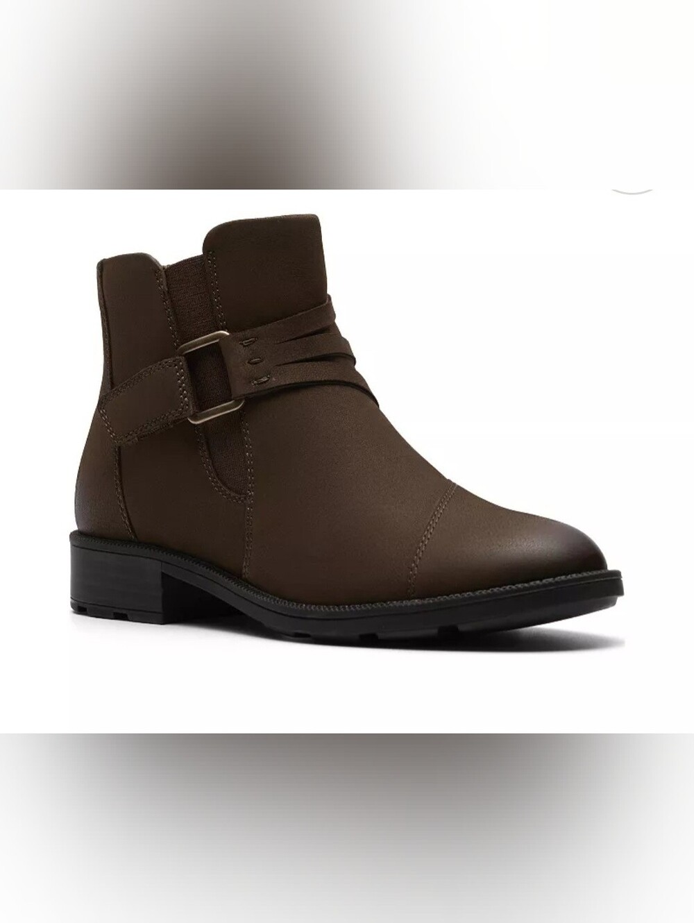 Clarks Brown Leather Ankle Boot with Side Zip